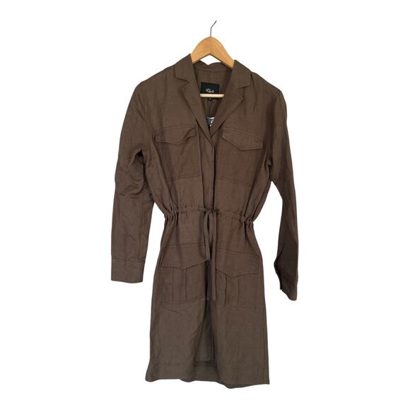 Rails Carmen Shirtdress Dress Mini Tie Waist Green Woven Linen Women's Size XS - Picture 2 of 13